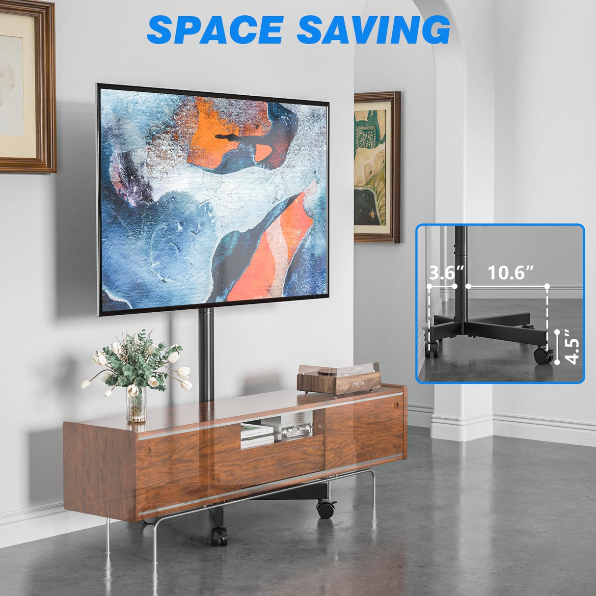 Rfiver Mobile TV Cart Rolling TV Stand for 23-60 Inch Screens, Portable TV Stand on Wheels with Tilt and Height Adjustable, Outdoor TV Stand Mount Holds up to 88 lbs for Home Office MAX VESA 400x400mm Rfiver