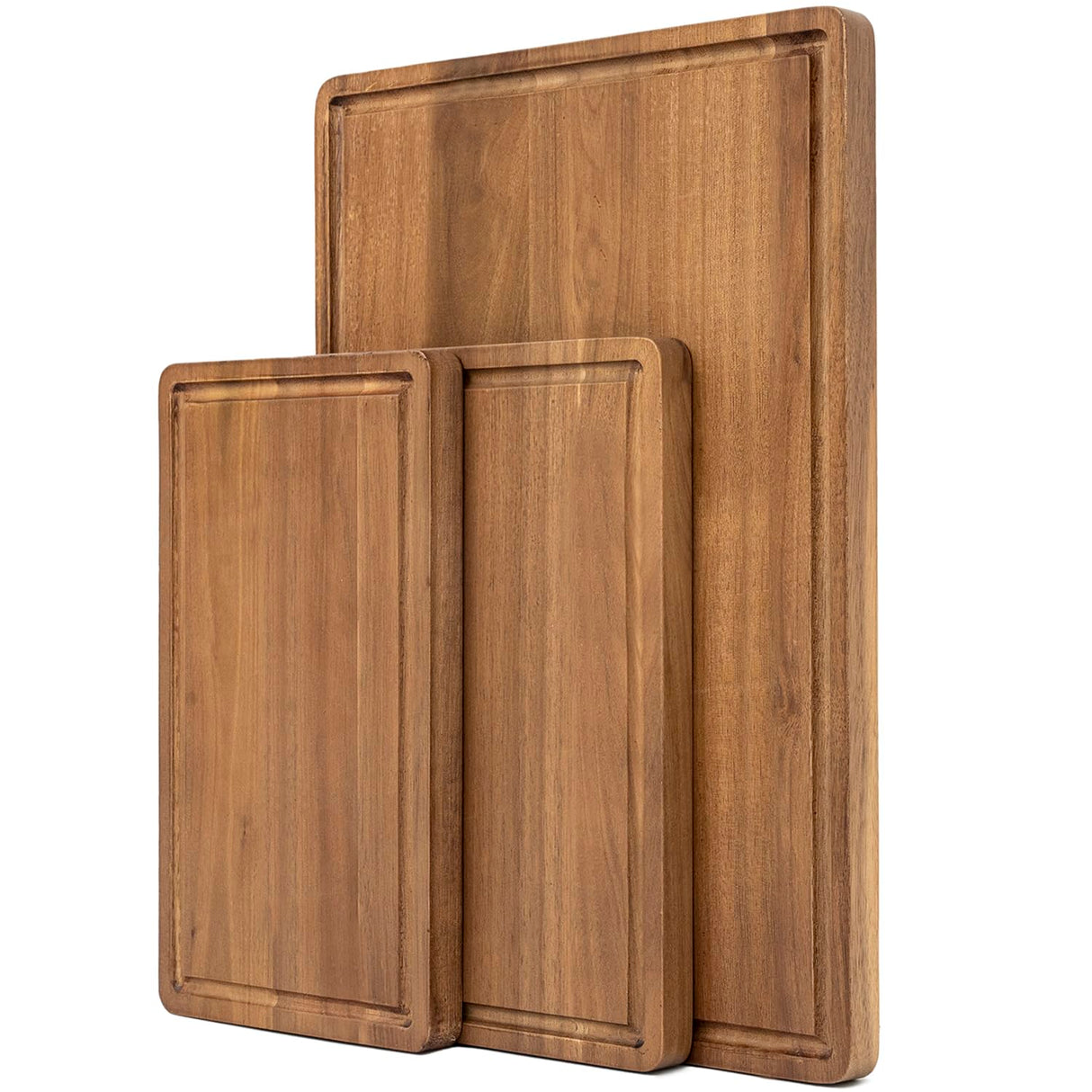 KOLWOVEN Wood Cutting Boards for Kitchen - Set of 3, Wooden Cutting Board Set with Holder for Chopping Meat, Cheese, Fruits, Vegetables, Knife Friendly Serving Tray KOLWOVEN
