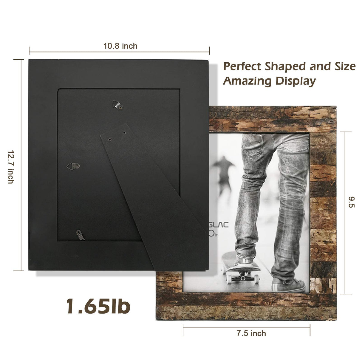 Eosglac Rustic 8x10 Wooden Picture Frame, Handmade with Real Birch Bark, Easel Back, Natural Eosglac