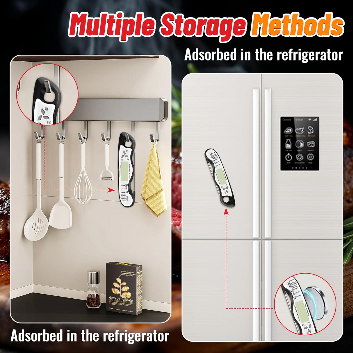 Meat Thermometer, IP67 Waterproof Digital Meat Thermometer with Backlight, Hold Function & Magnet for Grill, BBQ, Candy, Beef,Turkey,Gadgets Essentials BBQ Accessories Grill Gifts for Men Jamestry