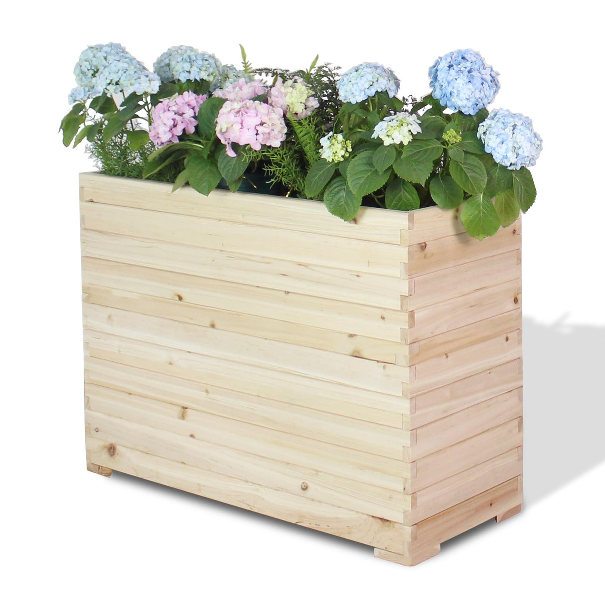 TRUEAURA Wood Raised Garden Bed, Rectangular Planter Box Outdoor Large Tall Trough 39"x28"x15" Flower Planters Boxes with Bottom for Plants Herb Patio Porch Balcony Privacy Screen TRUEAURA