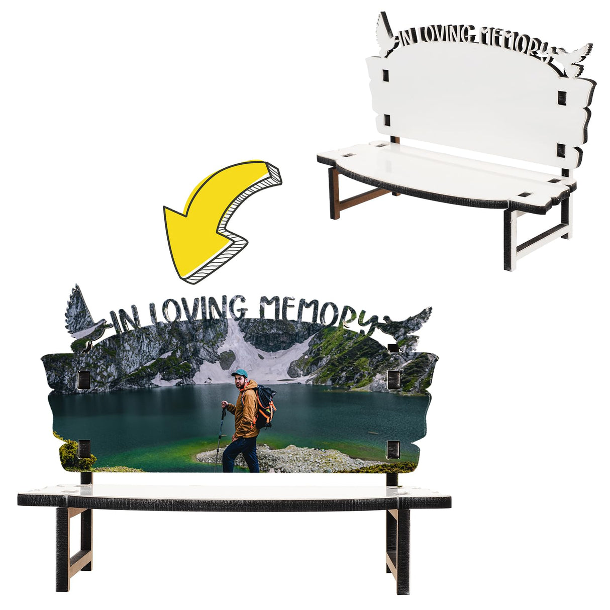 Tofficu White Embryo Chair Heat Transfer Memory Bench Diy Photo Frame Sublimation Blank Heat Press Blanks Table Decorations for Dining Table Heat Transfer Blank Wood Christmas Billet Tofficu