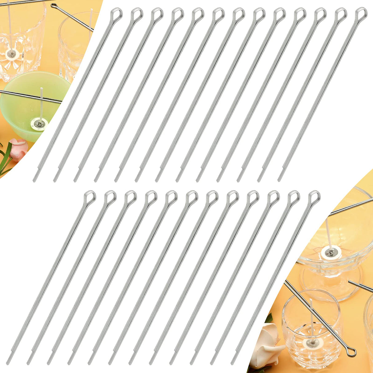 Candel Wick Holders, 4.7 Inch Wick Holders for Candle Making, 25 Pcs Metal Wick Centering Tool RAPUDA