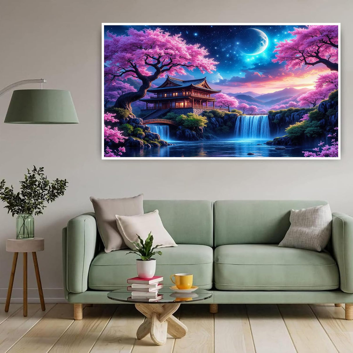 igoodom Large Diamond Painting, Large Cherry Blossoms Diamond Art Kits for Adults, Full Drill Round Big Diamond Painting, DIY Gem Art and Crafts for Home Wall Decor Gift 27.5 X 15.7inch igoodom