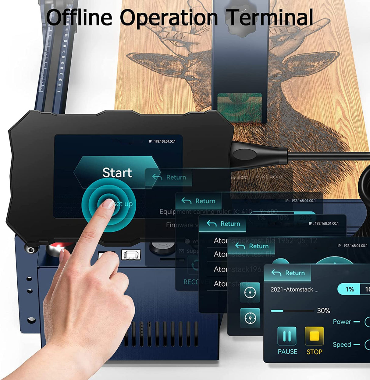 ATOMSTACK A10 Pro Laser Engraver, 10000mW Optical Power Compressed Spot Laser Engraving Machine and Laser Cutter for Wood Metal with Terminal Panel for Offline Engraving, 410x400mm Engraving Area ATOMSTACK