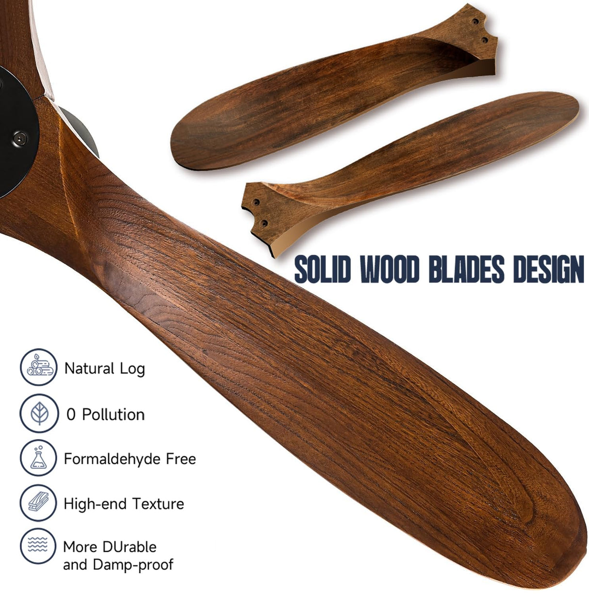 70 inch Large Ceiling Fans with Lights, Outdoor Ceiling Fans for Patios Waterproof, 3 Blades Propeller Wood Ceiling Fans, Smart Ceiling fan with Remote & APP for Indoor Exterior Porch Commercial XCWIIE