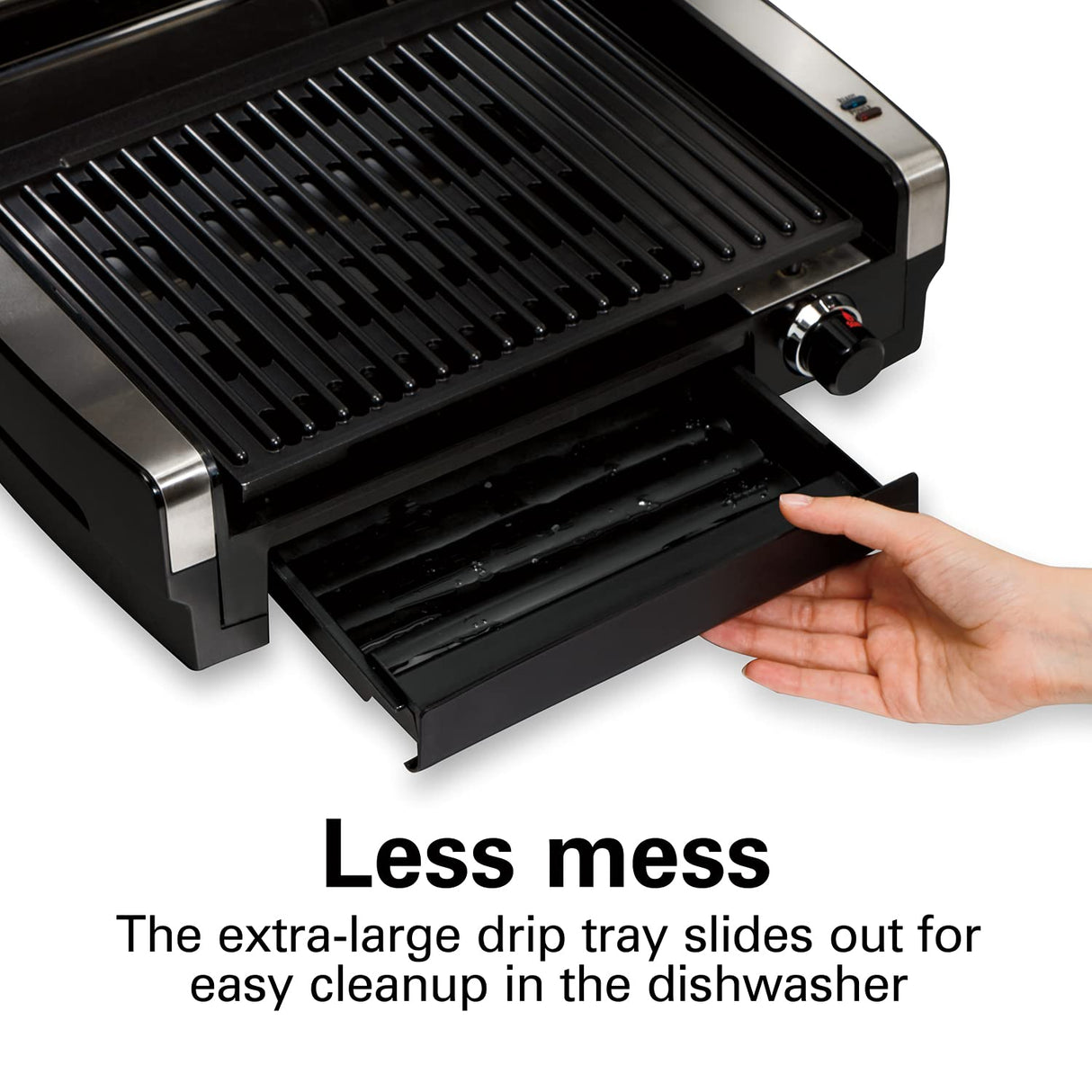 Hamilton Beach Electric Indoor Searing Grill with Viewing Window & Adjustable Temperature Control to 450F, 118 sq. in. Surface Serves 6, Removable Nonstick Grate, Stainless Steel Hamilton Beach