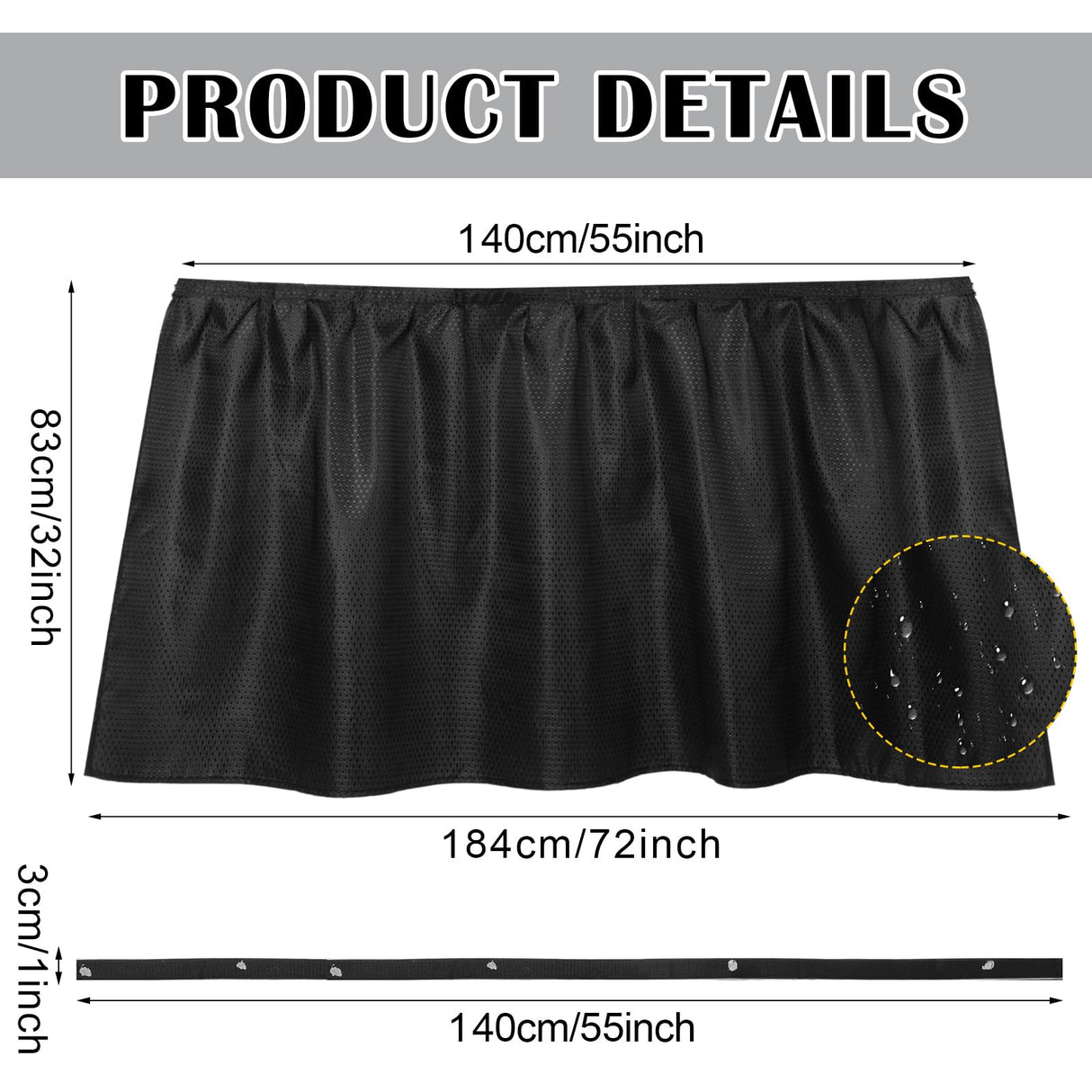 Windkream Fabric Sink Skirt Diamond Bathroom Stitch Self Stick Adhesive Waterproof Fabric Under Sink Curtain Skirt 55 x 32 Inch Adds Bathroom Storage(Black,Classic Style) Windkream