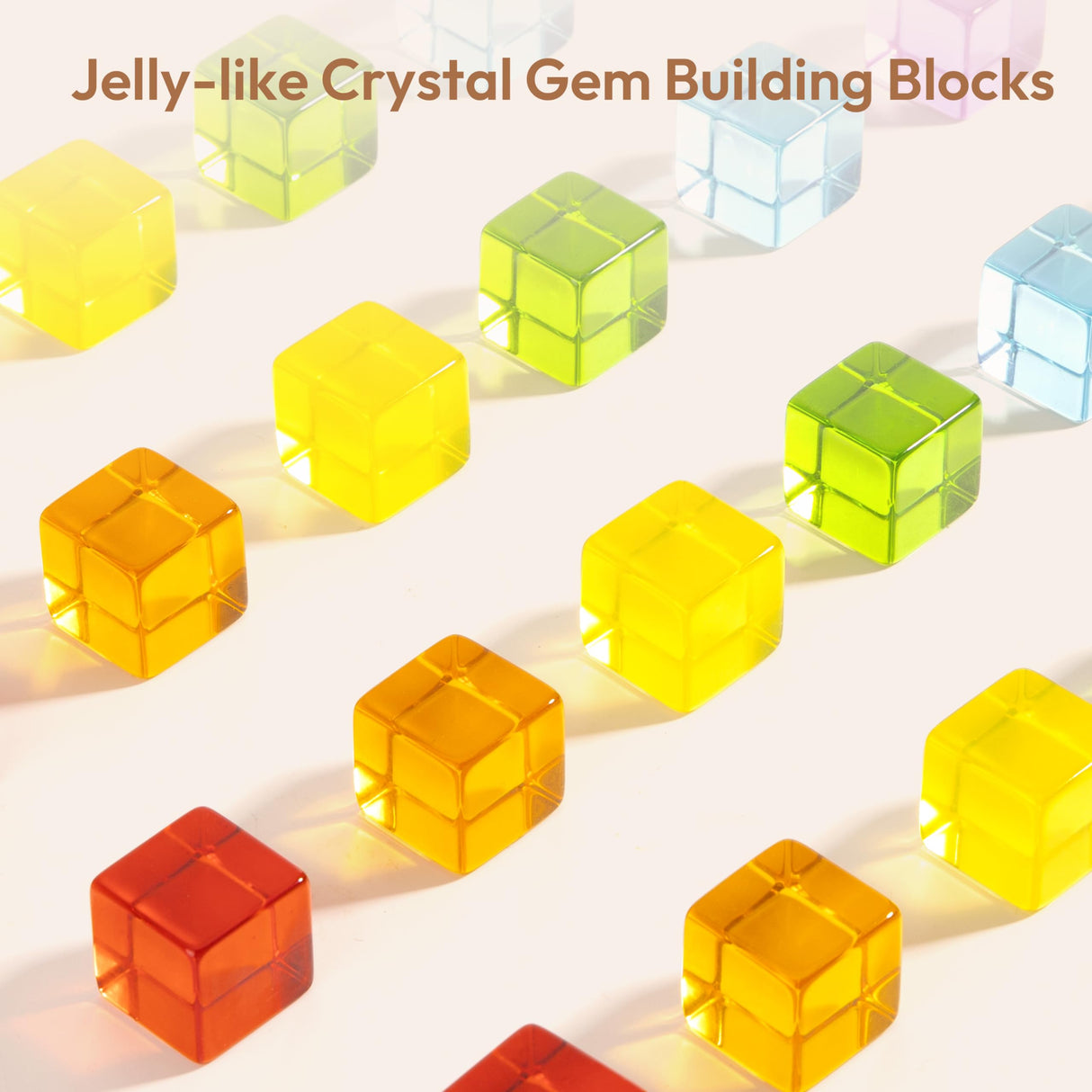 Woodtoe Wooden Building Blocks Set for Kids, 24 PCS Rainbow Gem Cubes Stacking Blocks - 2 Wood House, Montessori Stacking Toy for Toddlers, Educational STEM Birthday Toy for Boys Girls 3-6 Woodtoe