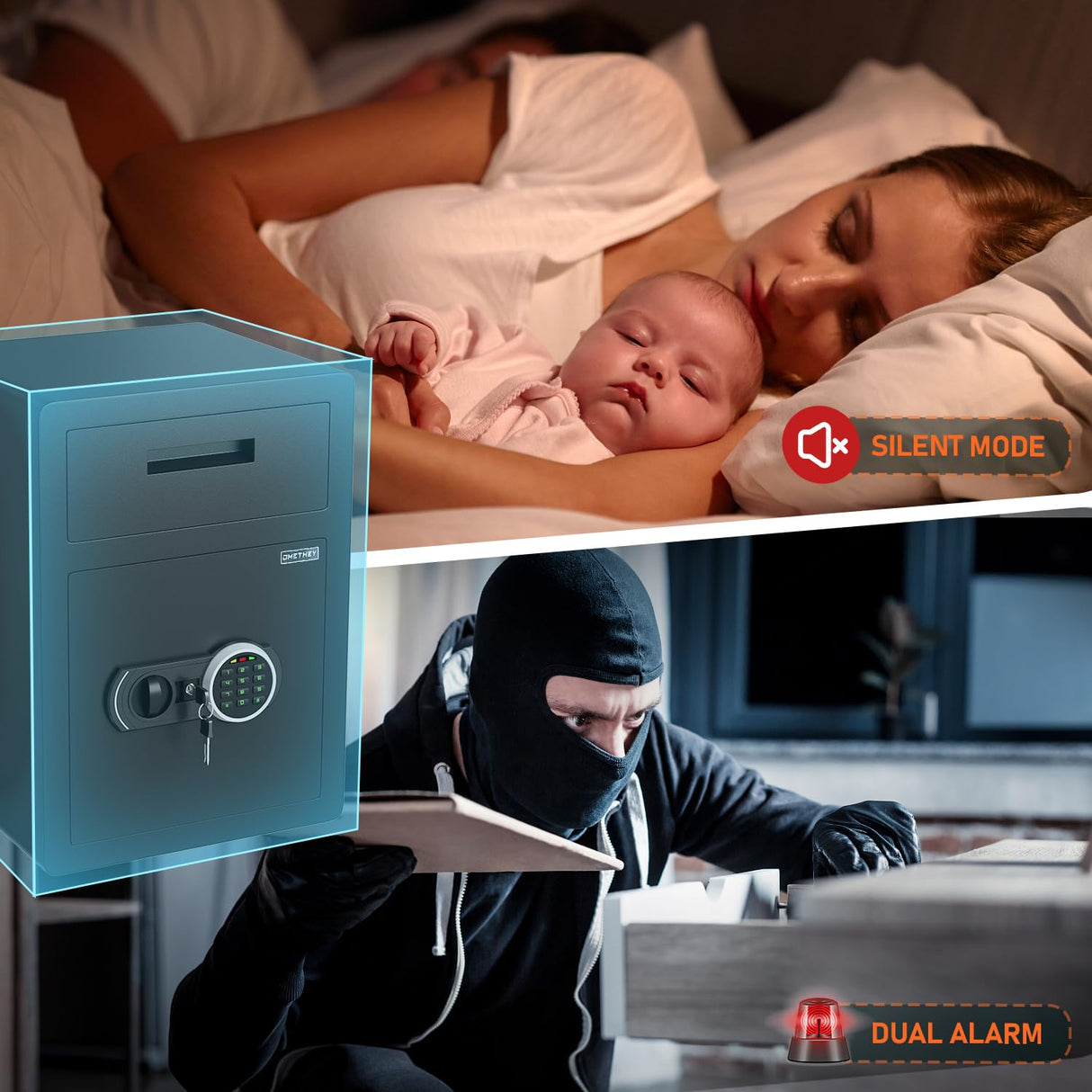 2.0 Cu ft Depository Drop Safe, Drop Box for Money with Fireproof Waterproof Bag, Anti-theft Digital Drop Slot Safe with Dual Alarm, Large Drop Slot Safe Box for Business Home Office Hotel Market Omethey