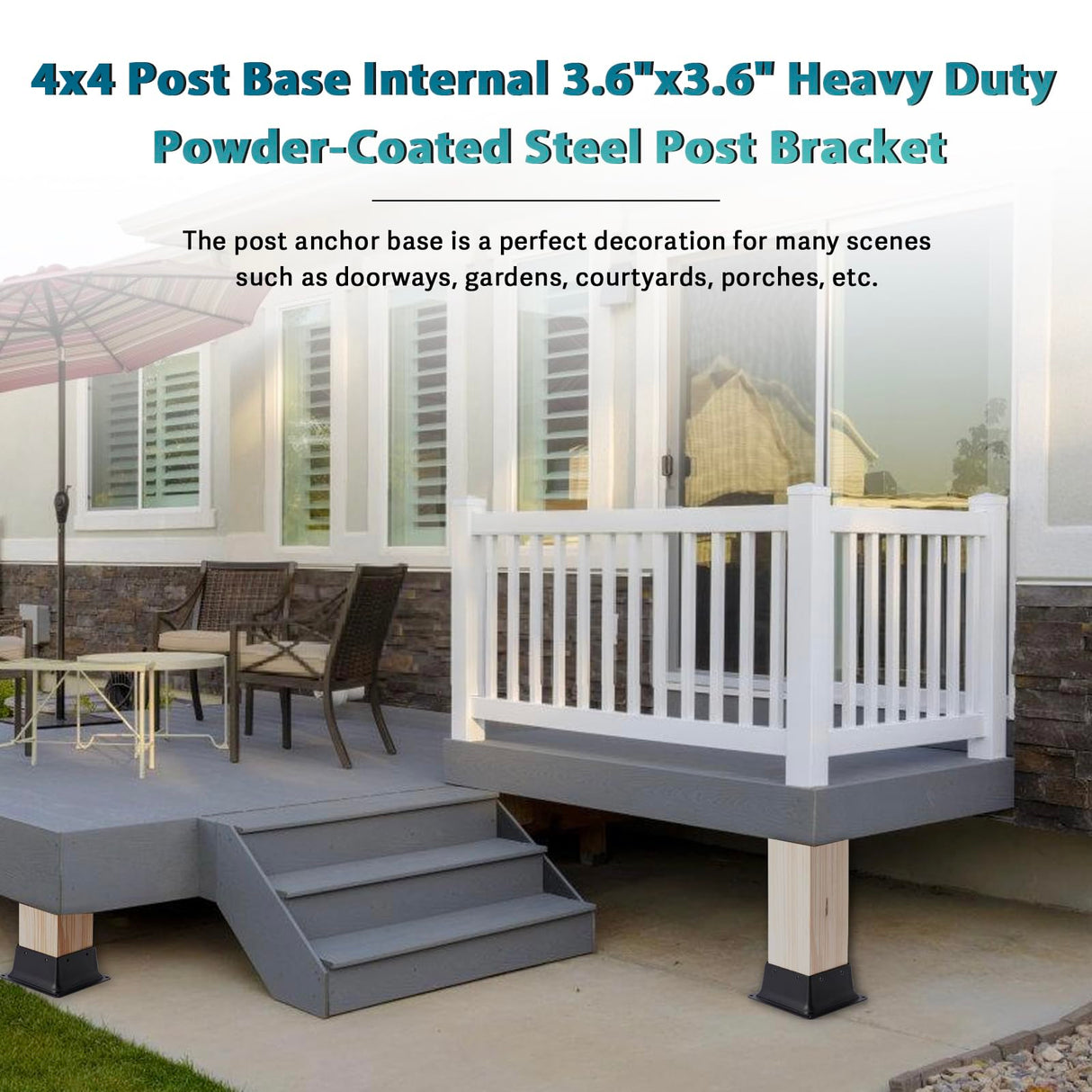 Vigtayue 4x4 Post Base, 6 Pcs, Black Powder Coated Steel, Floor & Wall Mount, Fits 3.6"x3.6" Wooden Posts, Deck, Porch, Railing Support Vigtayue