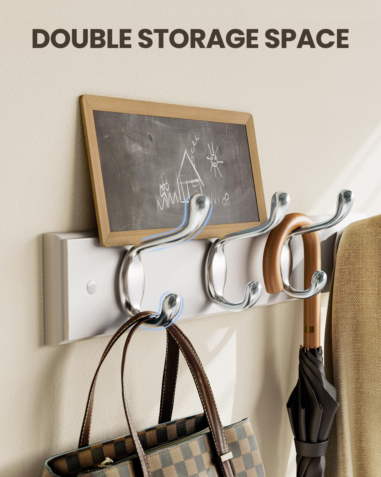 AMADA HOMEFURNISHING Coat Rack Wall Mount 2 Pack, Coat Hooks Wall Hooks Coat Hangers for Wall, Hat Racks Hooks for Hanging Coats Wall Mounted, White AMADA HOMEFURNISHING