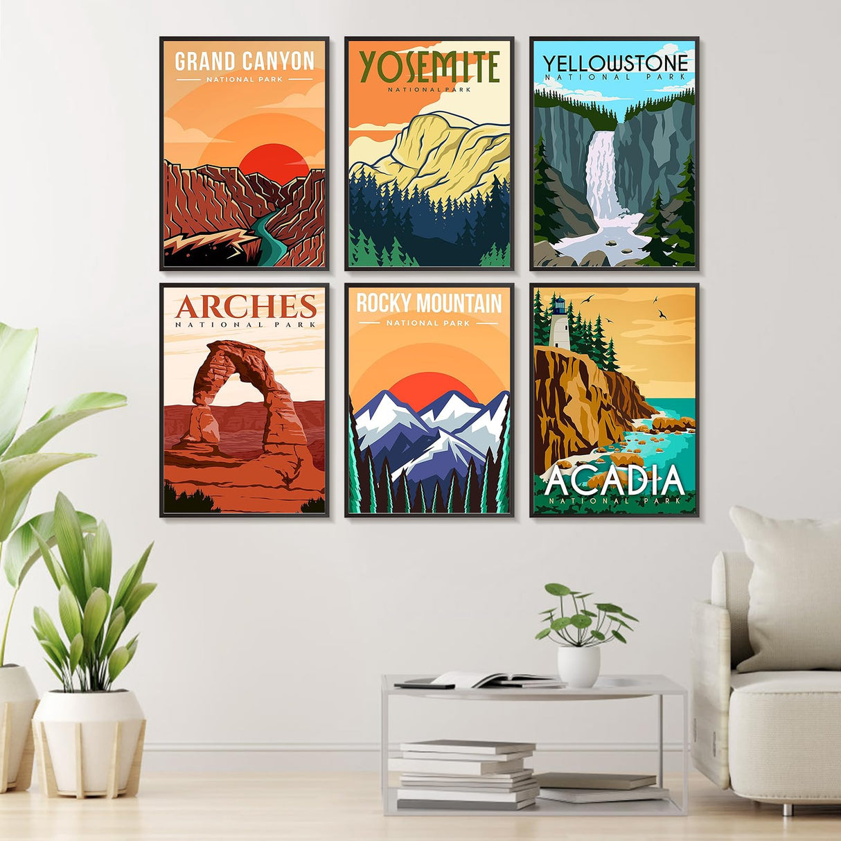 6 Pack Paint by Numbers Kit for Adults Beginners - 10x14 Inch National Park Adult Paint by Number Kits on Canvas, DIY Acrylic Oil Number Painting Kits for Adults, Perfect for Gift Home Decor Offito