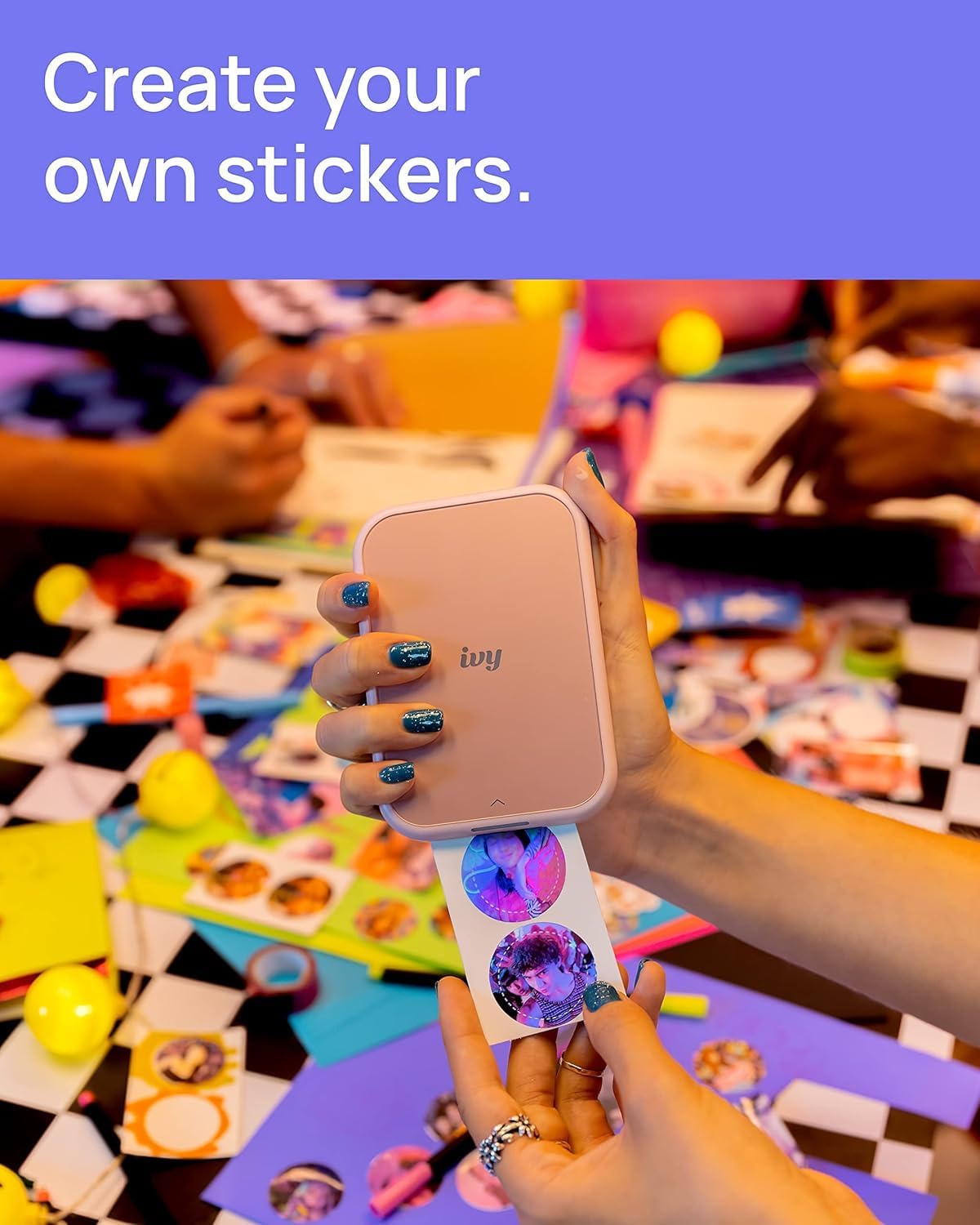 Canon Ivy 2 Mini Photo Printer (Blush Pink) - Bluetooth, Print from iOS & Android Devices, Bundle Incl. 110 Zink Sticky-Back Prints, LED Light Bar, Protective Case, and USB Cable Canon