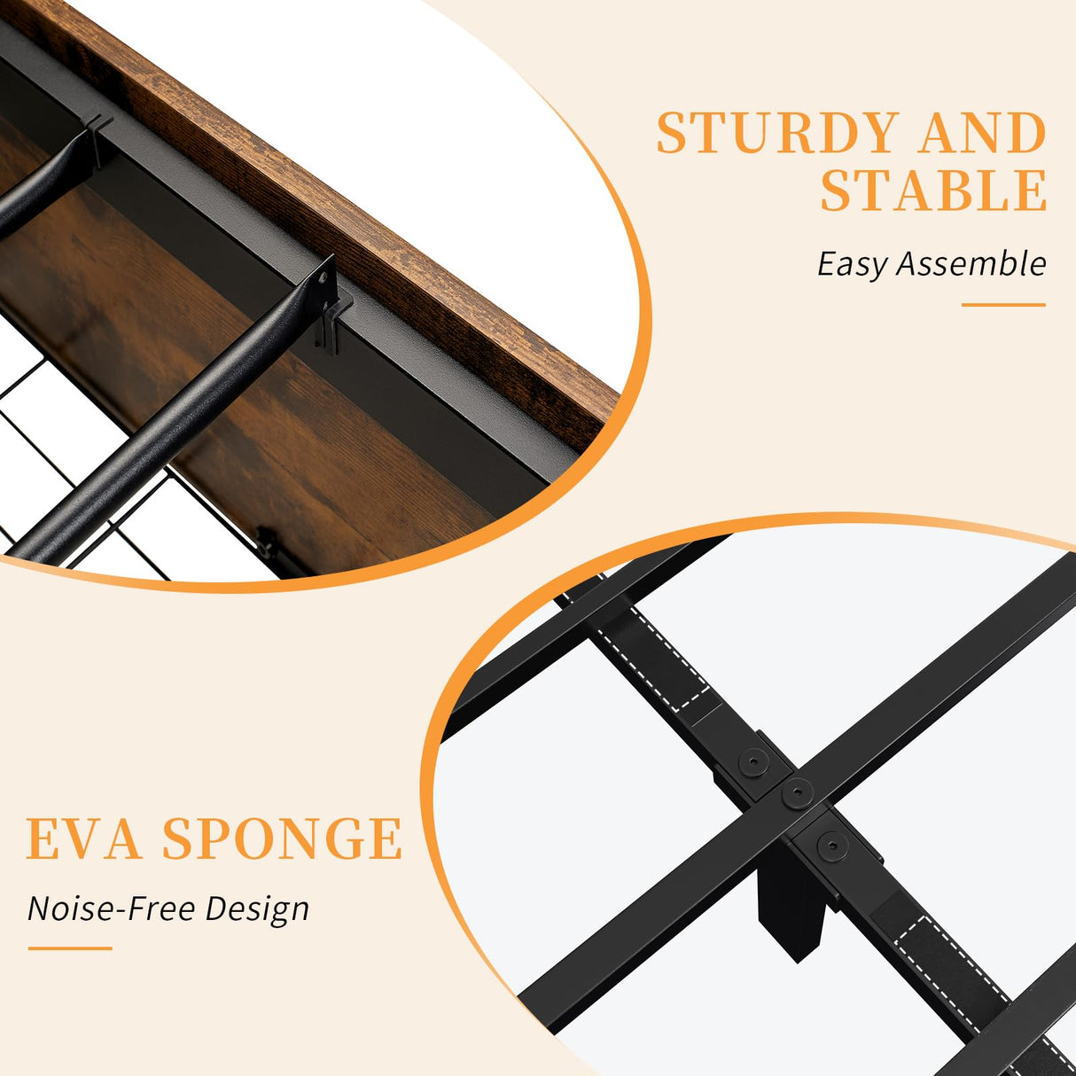 LUXOAK Rustic Brown Full Size Bed Frame with LED Bookcase Headboard, Charging Station & 4 Drawers – No Box Spring Needed LUXOAK