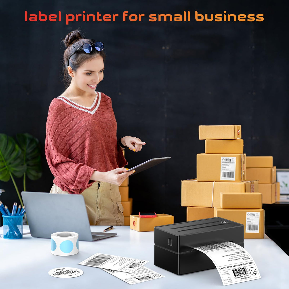 Thermal Label Printer for Small Business, 4x6 Shipping Label Printer for Shipping Packages,Bluetooth thermal printer Support Windows Mac Android iPhone Used for Amazon Ebay Shopify Temu TK USPS Aixiqee