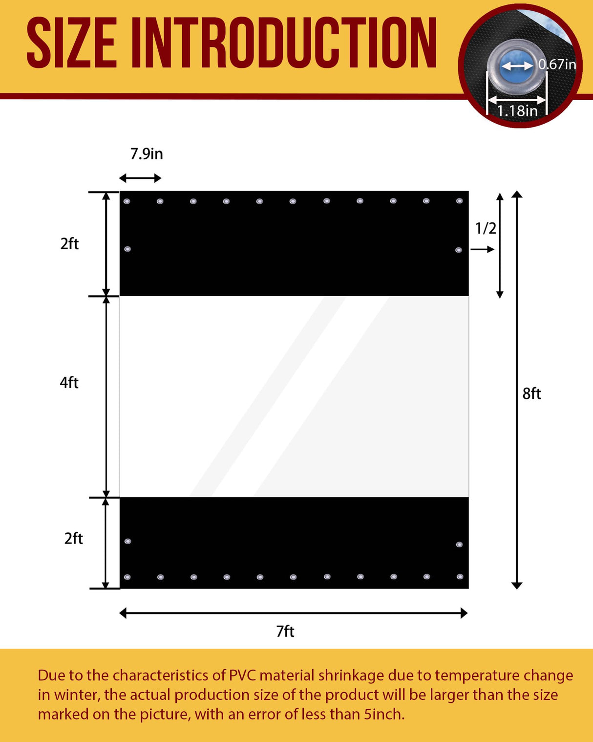 FoundGo 8'H x 7'W Vinyl Curtains for Patio 19oz, Outdoor Clear Vinyl Patio Enclosure,Heavy Duty Clear Tarp Waterproof Vinyl Tarps with Grommets for Pergola, Balcony,Porch,Gazebos,-4℉ Cold Resistant FoundGo