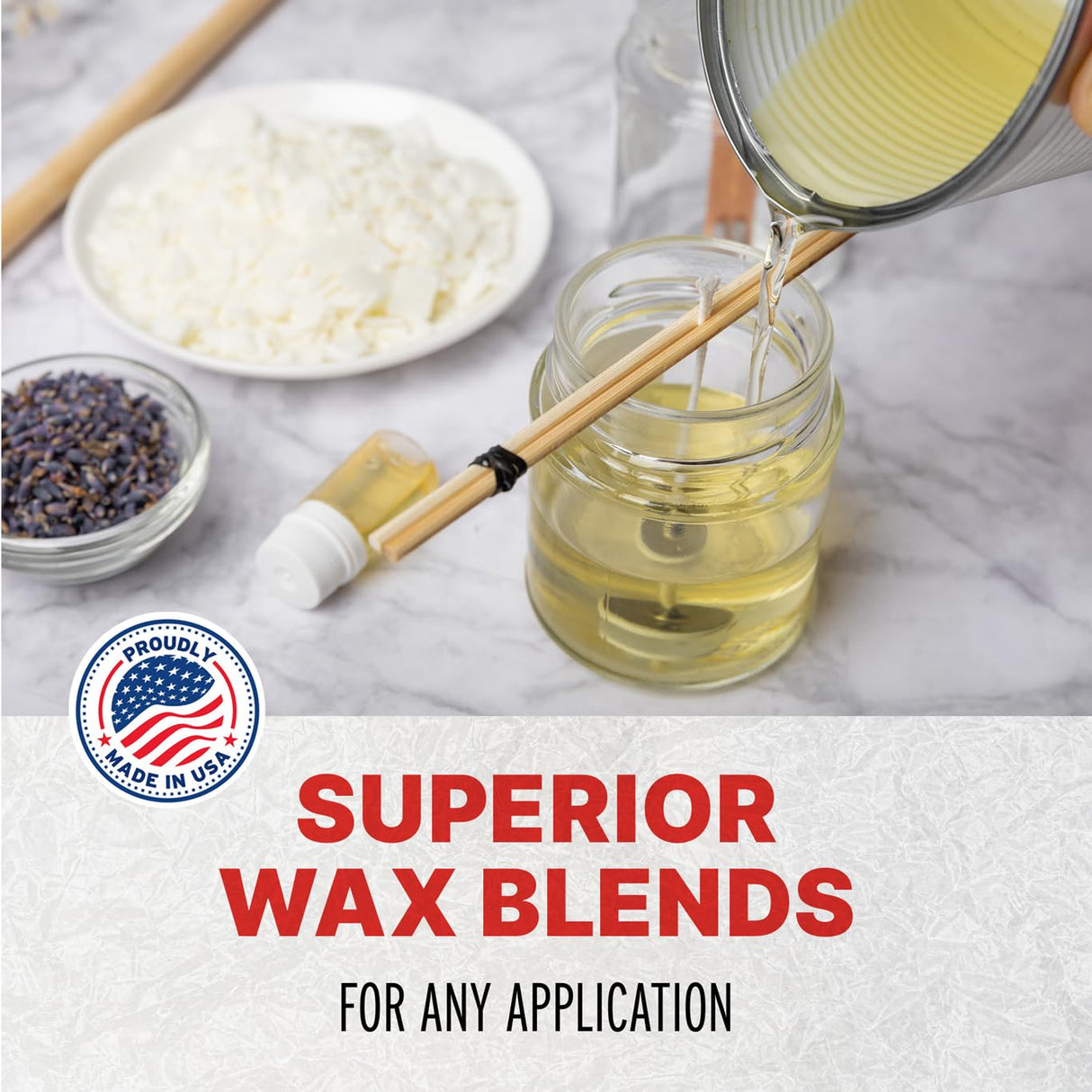 Blended Waxes, Inc. Soy Blend Paraffin Wax for Candle Making, Single Pour, Easy-to-Use Pastilles, Premium Mix of Paraffin & Soy Wax for Candles, Odorless & White, 20 lb BW Blended Waxes, Inc.