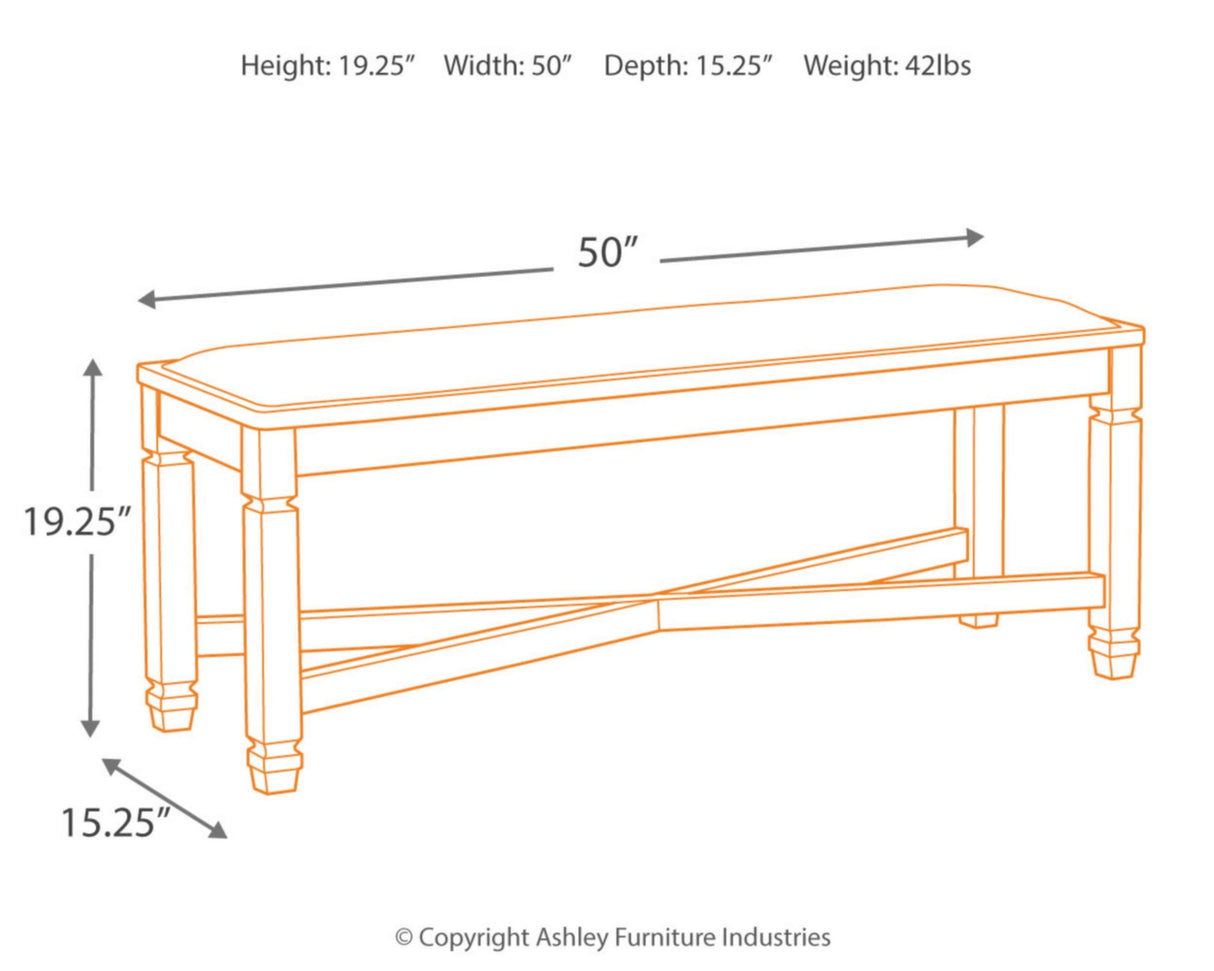 Signature Design by Ashley Tyler Creek Modern Farmhouse Upholstered Dining Room Bench, Antique Black Finish Signature Design by Ashley