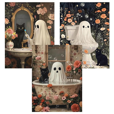 DAZZLEDOTS 3 Pack Halloween Diamond Art Kits for Adults, Halloween Diamond Painting kit for Adults Ghost Full Drill Round Gem Art 5D Diamond Dots for Home Wall Decor Gifts 12x16inch