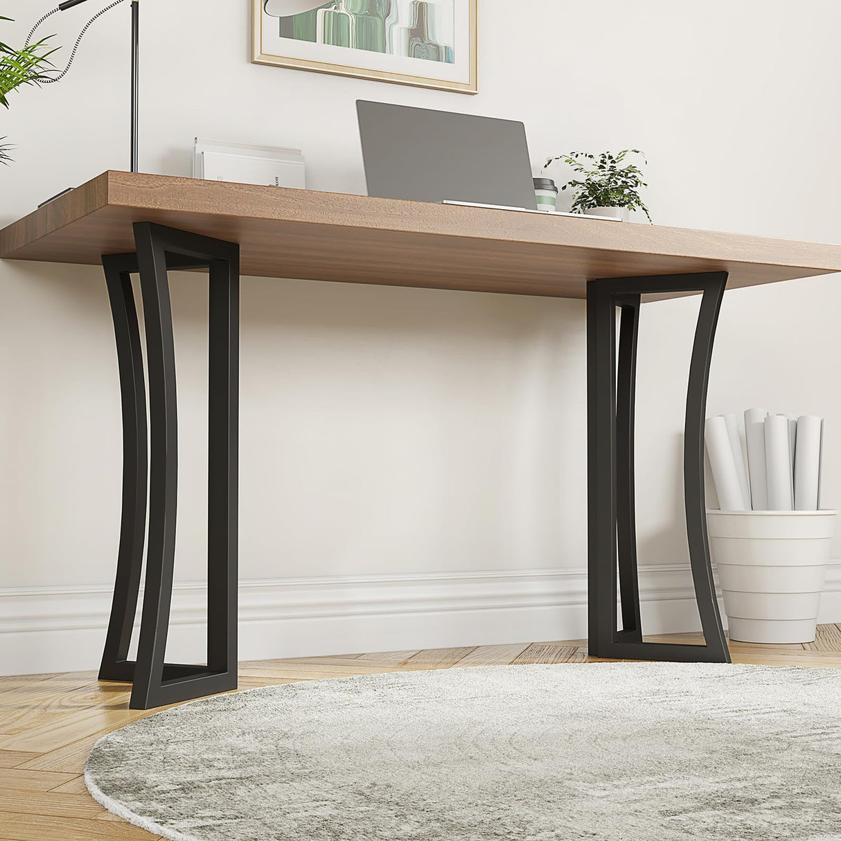 LBSLMJB Metal Desk Legs 28 inch Round Table Base Only for DIY Desk Dining Table Office Table Coffee Table Modern Heavy Duty Wrought Iron Glass and Wood Table Top Base LBSLMJB