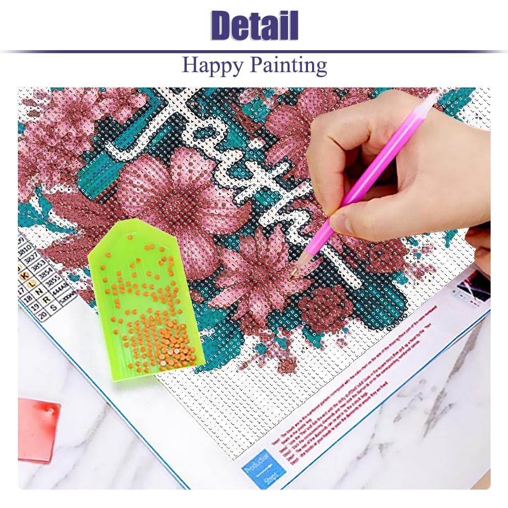 Religious Diamond Art Kits for Adults, Cross Flower Diamond Painting, Diamond Painting Kits for Adults Beginners, Diamond Art for Kids Gem Art Home Wall Decor 11.8x11.8Inch Baiwanerxiang