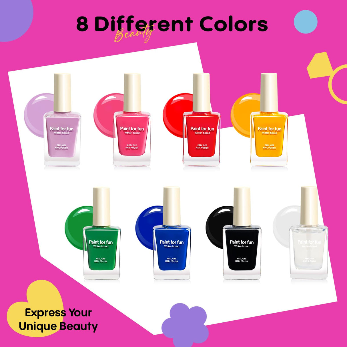 Tomons Nail Polish Set Non Toxic Kids Nail Polish Kit for Kids Ages 7-12, Birthday Gifts for 6 7 8 9 10 11 12 Year Girl, Glitter, Sequins, Stickers, Nail Art Kit Tools- 8 Colors Tomons