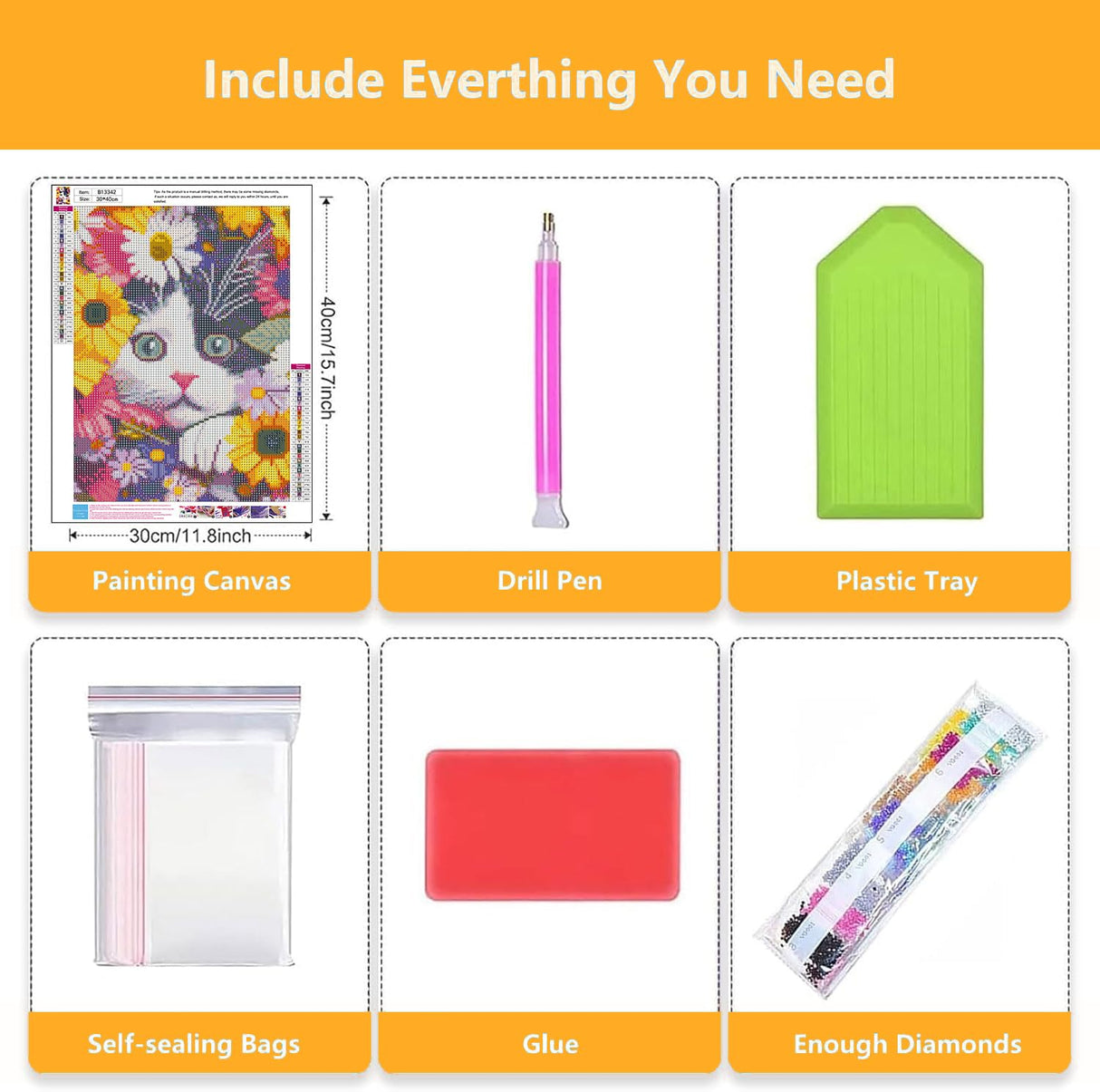 Axquilon Flower Cat Diamond Painting Kits, Full Drill Round DIY Diamond Art Kits, Paint by Diamonds Rhinestone Gem Art Craft for Home Wall Decor 12X16 inch Axquilon