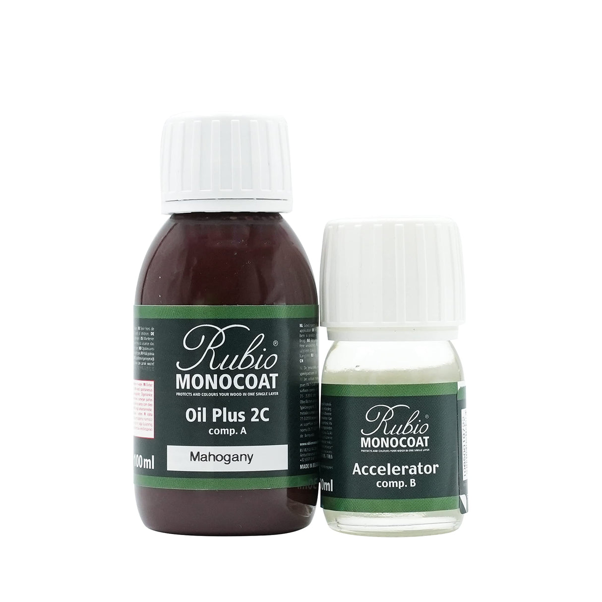 Rubio Monocoat Wood Stain & Finish 65 ft² - Mahogany | Oil Plus 2C | Quick-Dry, Eco-Friendly Linseed Wood Oil for Indoor Use, Includes Accelerator (Part B) | Protector | 130 ml Rubio Monocoat