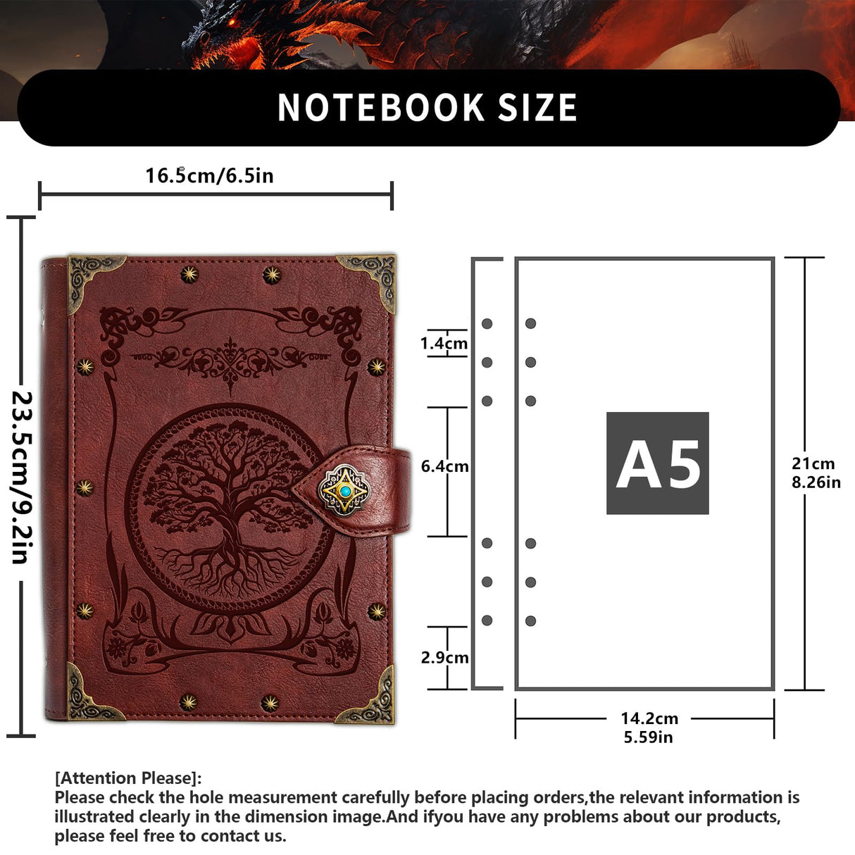 DUROTAN Tree of Life Journals Notebook Gift Set-Unique A5 Binder 400 Page Vintage Leather Suitable for Women & Men writing,Poets,Travelers,as a Diary Dnd Gift DUROTAN