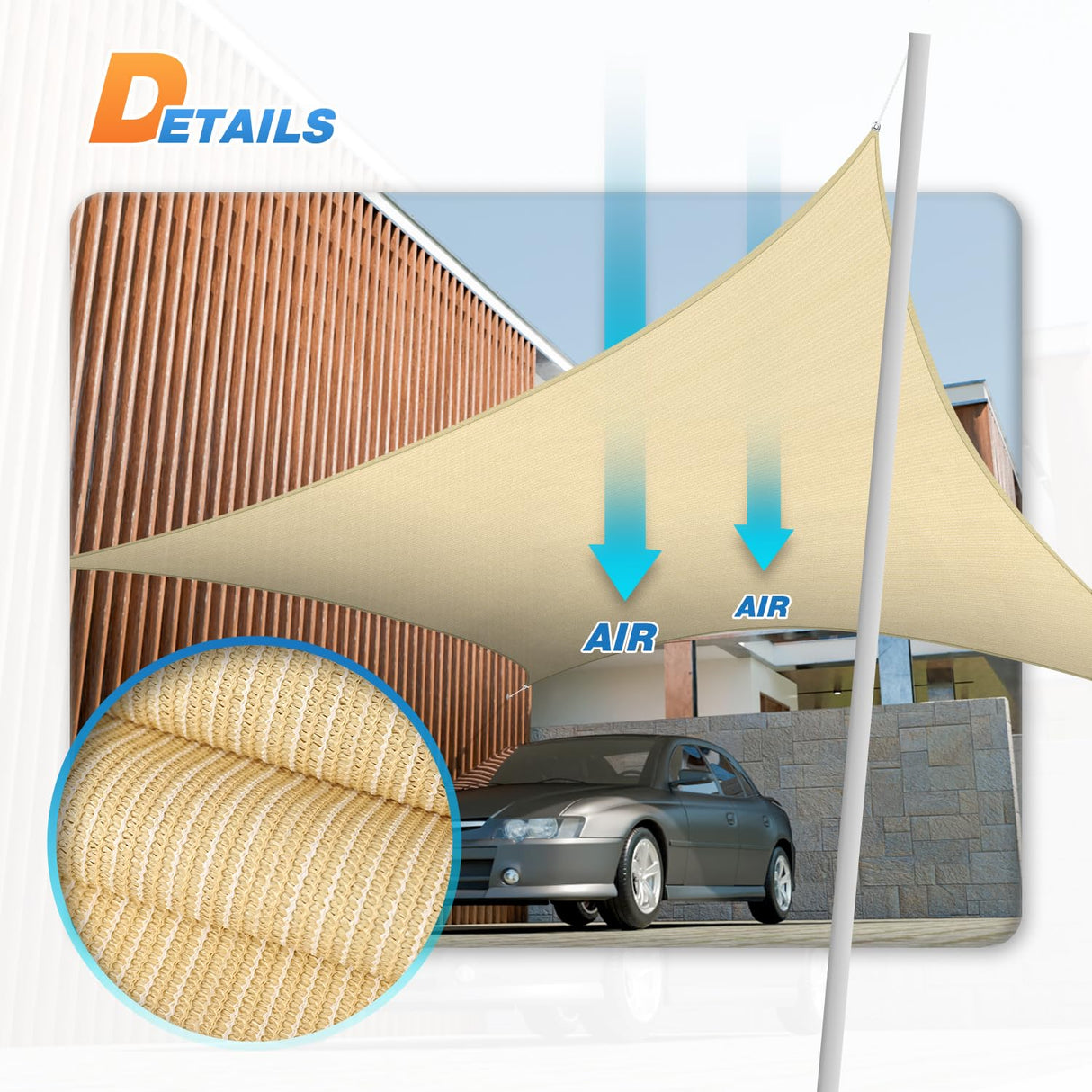 TANG Sunshades Depot Beige 14' x 18' Sun Shade Sail Rectangle Canopy Shade Cover UV Block for Backyard Pergola Porch Deck Garden Patio Outdoor Activities TANG