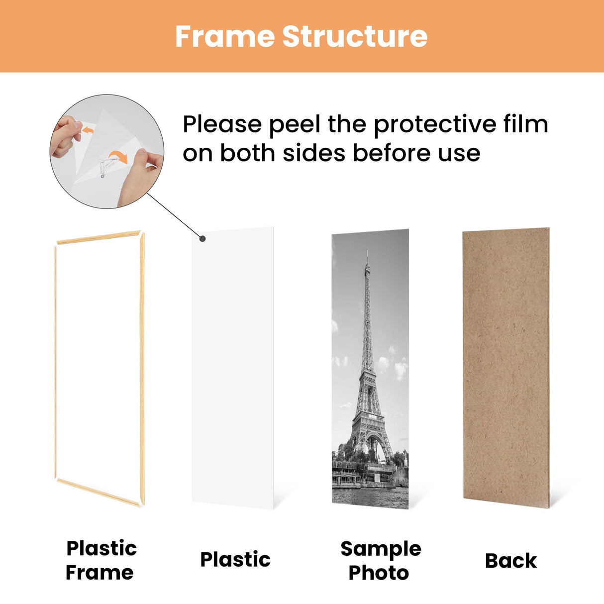 upsimples 16x24 Picture Frame Natural 3 Pack, Scratch-Proof Poster Frames 16 x 24 for Photo Gallery - Slide-In Strips, Horizontal or Vertical Wall Mounting upsimples