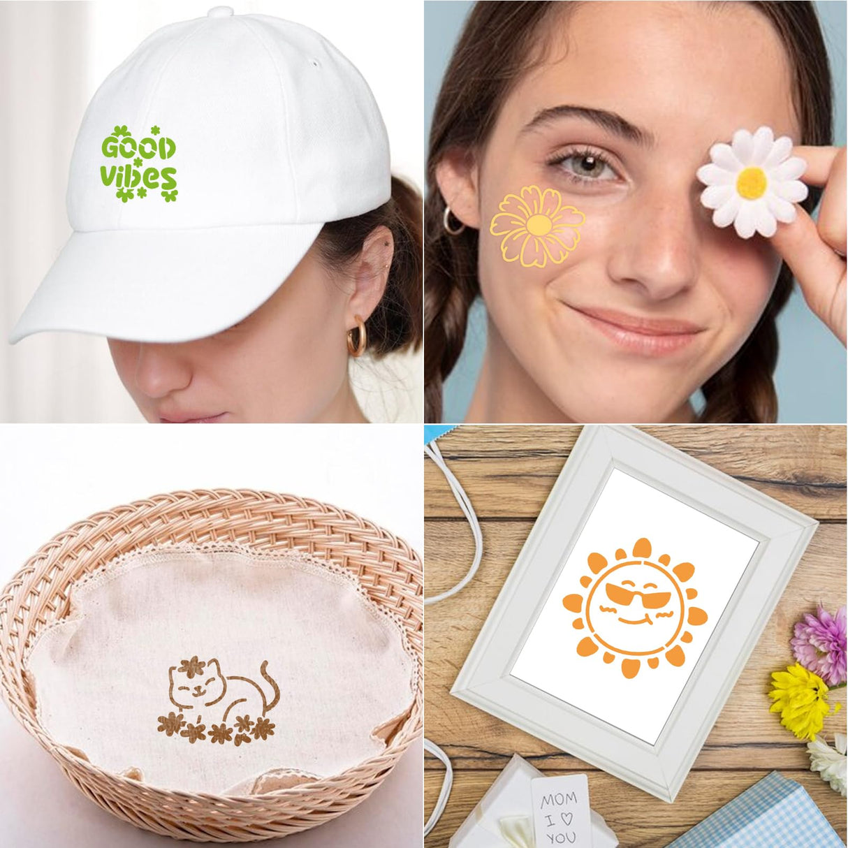 64 pcs Small Stencils for Crafts, Reusable 3 Inch Stencils, Including Flower Plant & Butterfly Patterns, DIY Craft Paint Great Templates for Painting on Wood, Fabric, Wall, Rock & Home Decor KFHENSOMR