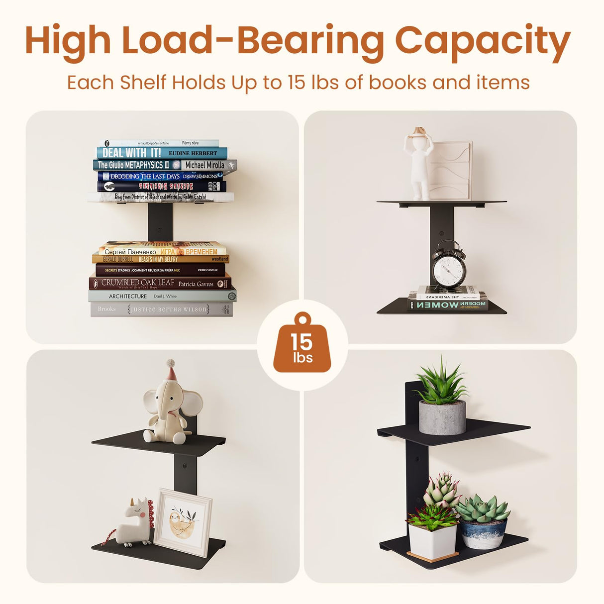 Floating Book Shelves for Wall, 6 Tier Invisible Bookshelves Heavy Duty Metal Loads 90LBS, Vertical Spine Book Tower Hanging Bookshelves, Shelves for Room Wall Mounted, 3 Pack Black Wawocs