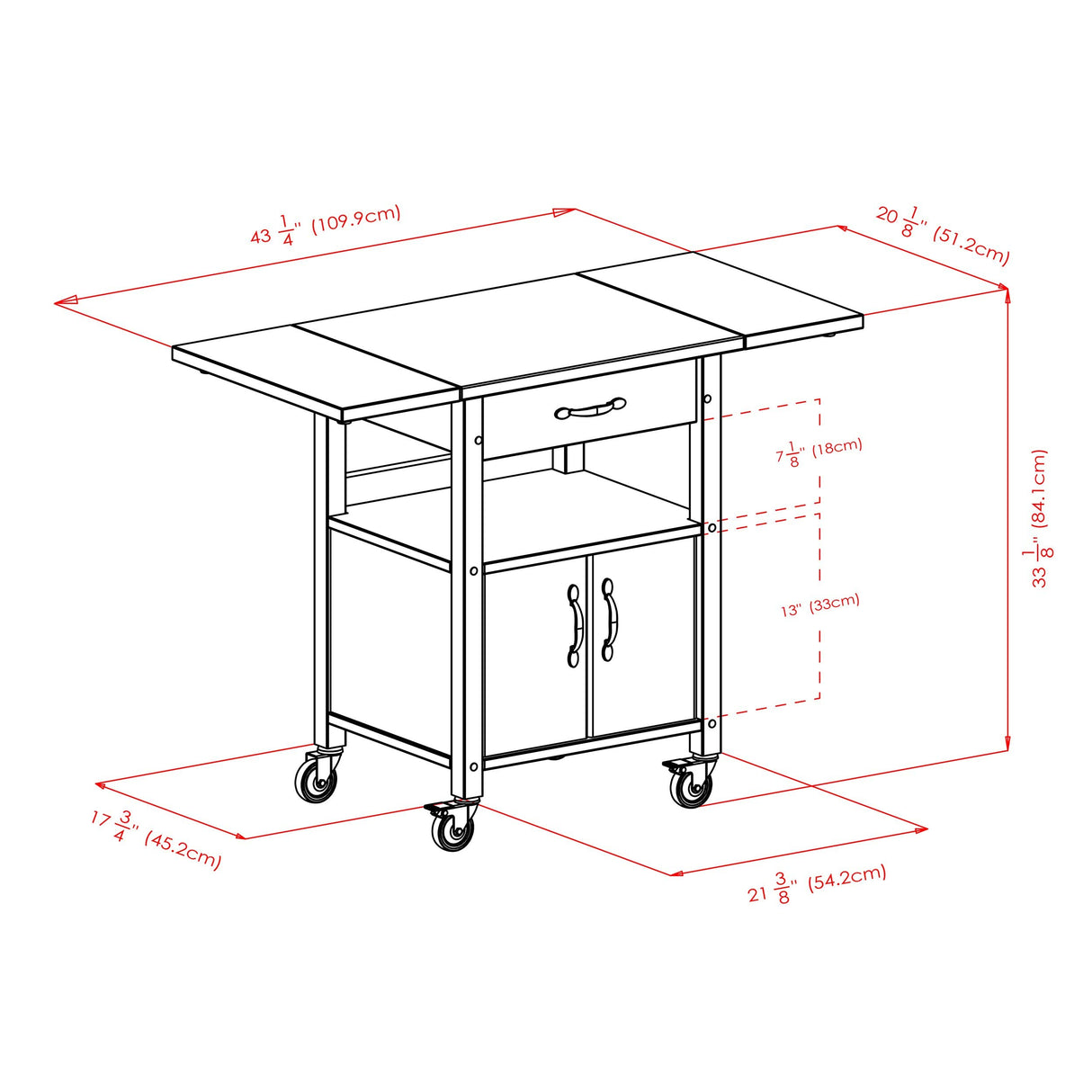 Winsome Wood Drop-Leaf Kitchen Cart Winsome