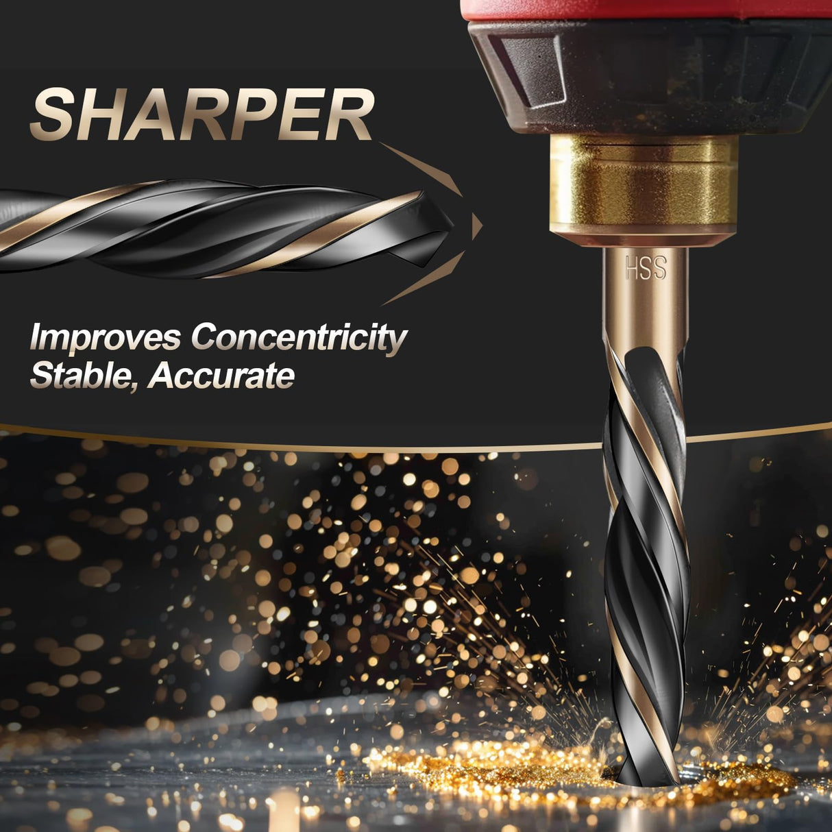 13pcs Hex Shank Drill Bit Set, Professional HSS Nitriding Twist Drill Bits, Upgrade Black and Gold Coated Drill Bit, Quick Change Design for Wood, Steel, Metal, and Plastic, 1/16IN to 1/4IN. Jonchinjn