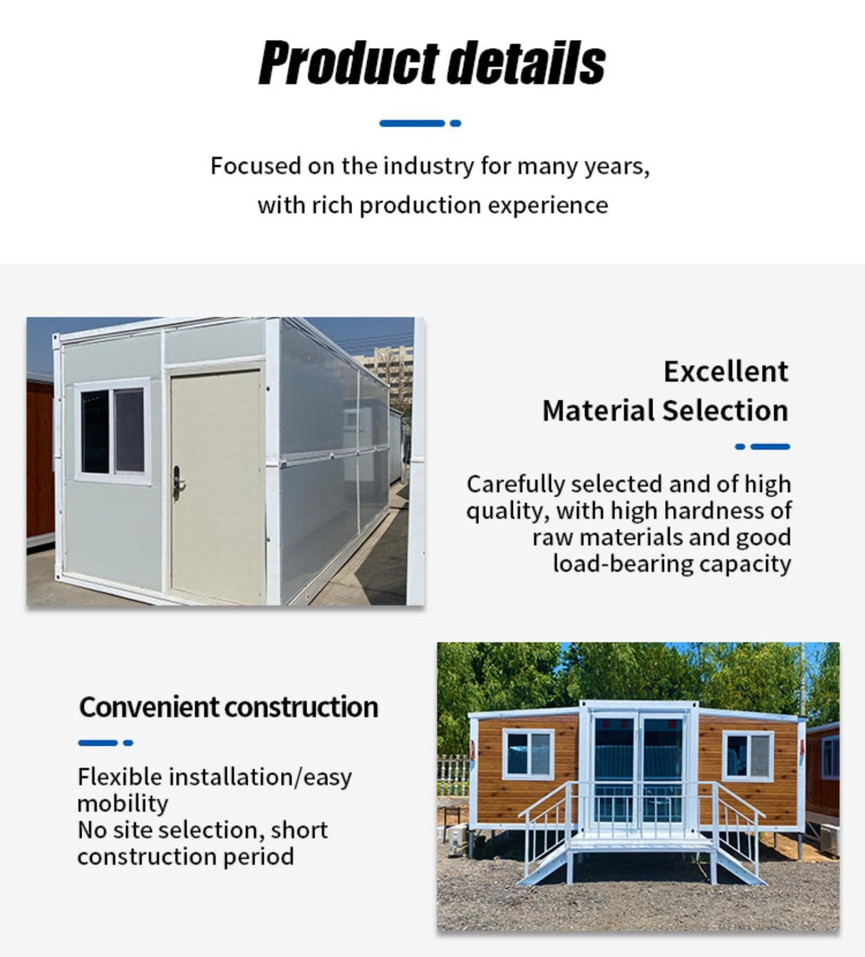 Tiny Houses to Live in for Adults 20ft 30ft 40ft Container Homes Prefabricated Double-Wing Expandable Foldable Container Quick-Moving House for Sale Generic