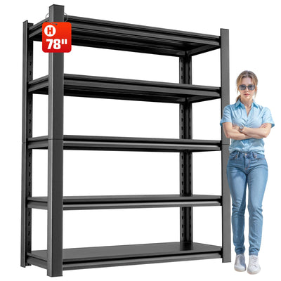 OLLRRACT Heavy Duty Metal Storage Shelf for Garage, 5 Tier Industrial Shelving Unit - Garage Shelving, Utility Shelf, Metal Storage Rack Shelving, Durable Garage Shelf Organizer 18" D x48 W x78 H