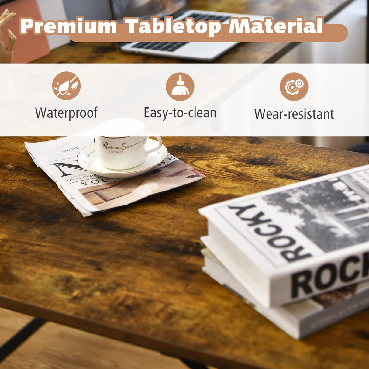 COSTWAY L-shaped Computer Desk with Hutch, Space-saving Corner Computer Desk with File Rack & 2 Shelves, 66.5” Industrial Table with Heavy-duty Steel Frame, for Home Office Study Room (Rustic Brown) COSTWAY