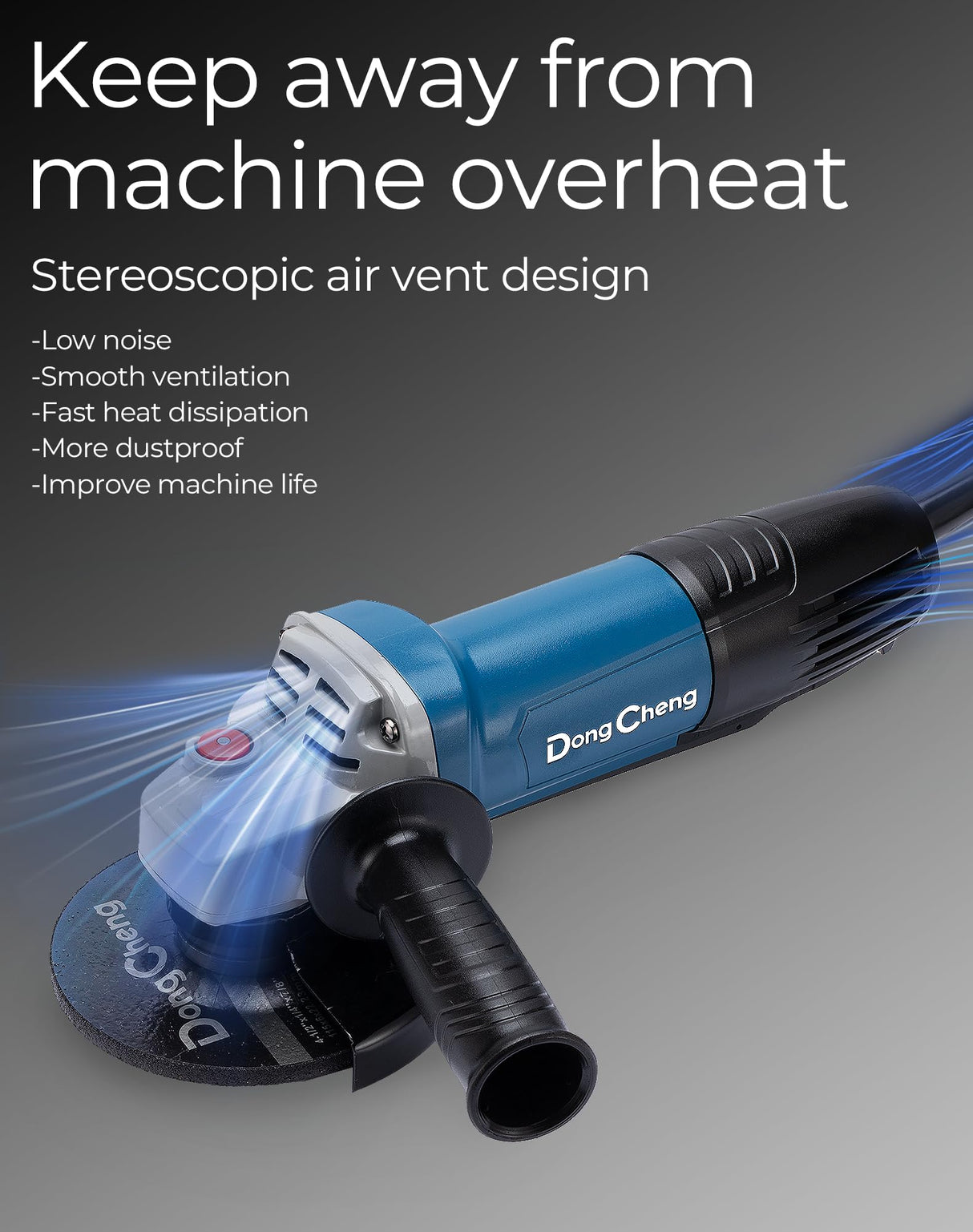 DongCheng Angle Grinder 4-1/2 inch 6.7-Amp Paddle Switch Cut off Tool 11800RPM Electric Grinder Power Tools with Cutting & Grinding Wheels, Flap Discs, Auxiliary Handle for Metal & Rust Removal Dong Cheng