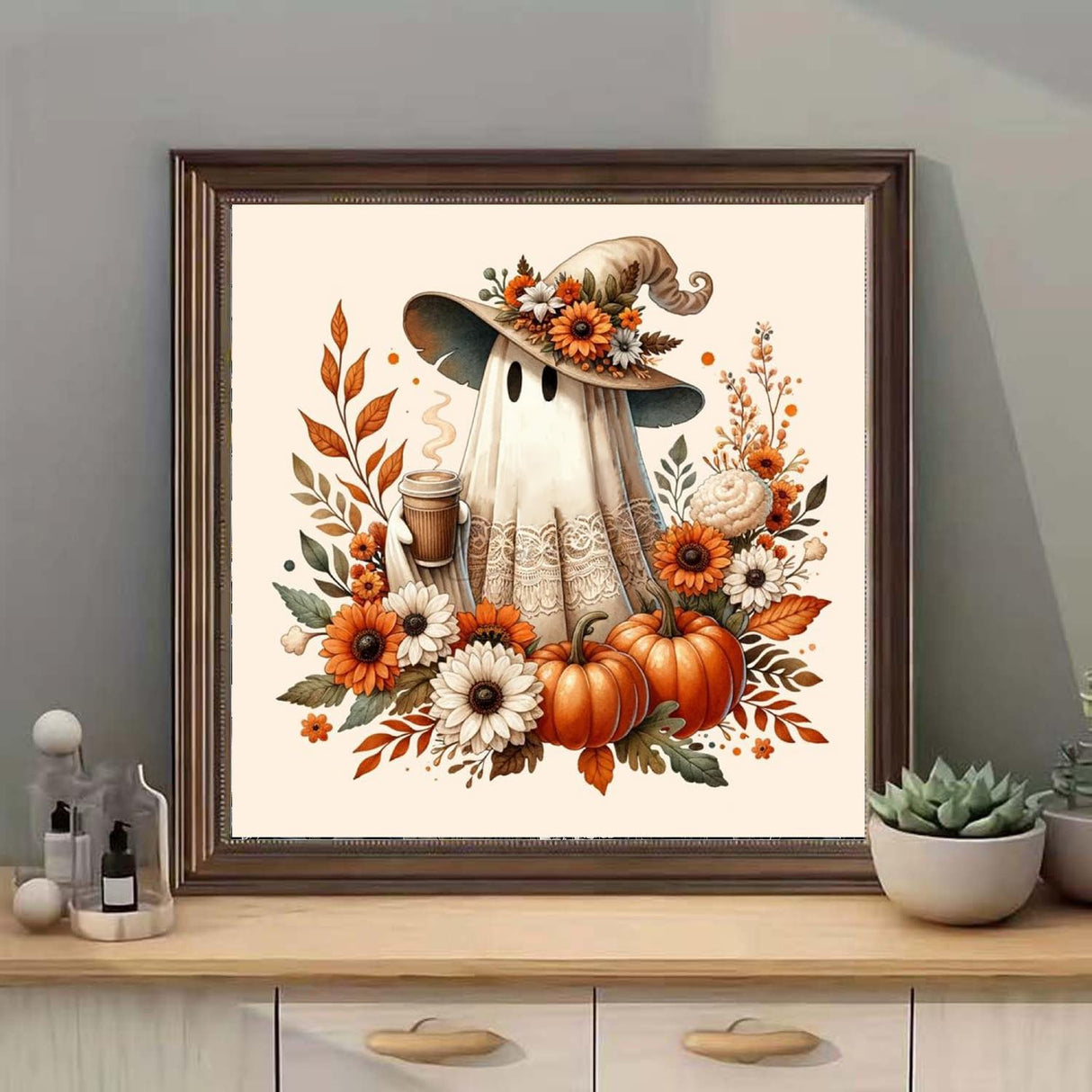 RYMILIE Halloween Diamond Art Kits for Adults- Fall Diamond Art Kits for Beginners-DIY 5D Pumpkin Diamond Painting Kit for Home Wall Decor Gifts【11.8x11.8inch】 RYMILIE
