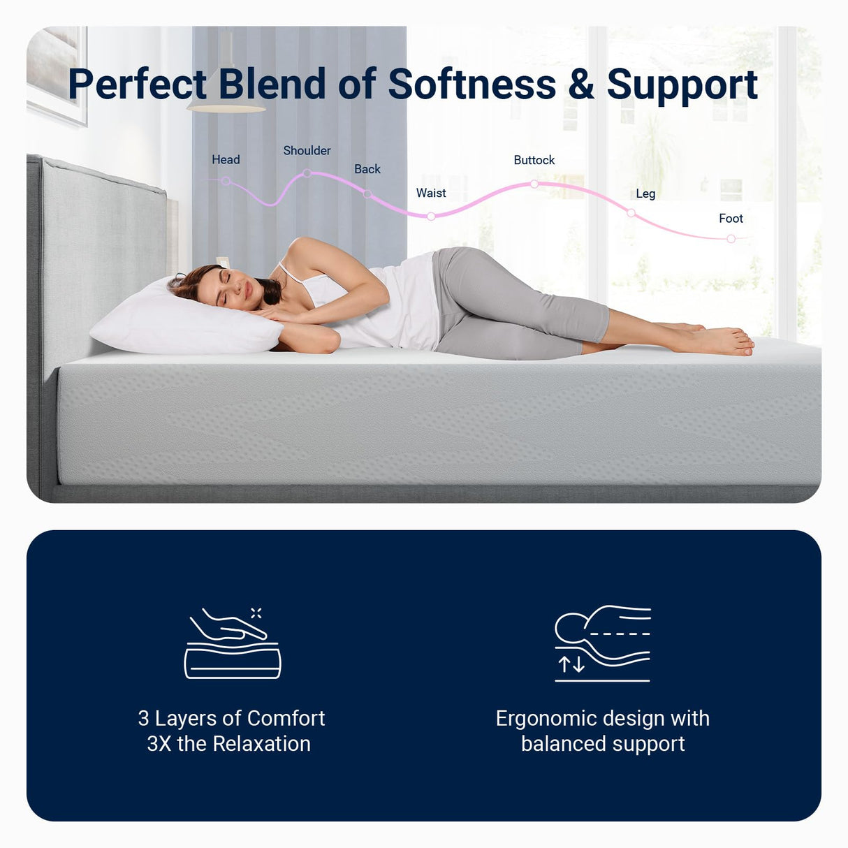 Avenco Queen Mattress, 10 Inch Queen Size Mattresses with Gel Memory Foam for Cool Night & Pressure Relief, Colchones 10 Inch Medium Plush Feel with Motion Isolating Avenco