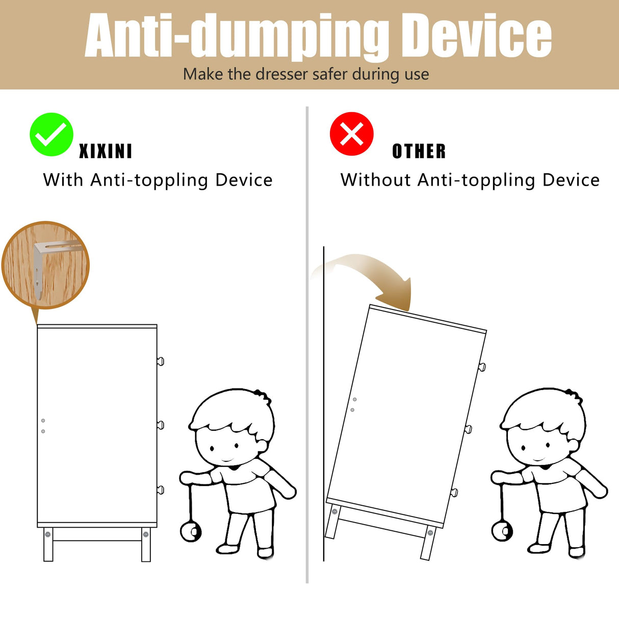 3 Drawer Dresser for Bedroom, Boho Small Natural Rattan Closet Dressers Chest of Drawers, Modern Wood Clothes Storage Organizer with Wooden Feet and Handles for Hallway, Living Room, Entryway Xixini