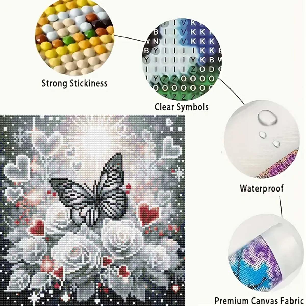 5D Diamond Painting Kits for Adults, Butterfly Diamond Art Kits for Adults Beginner, Rose Flower DIY Full Drill Diamond Dot Gem Painting for Home Wall Decor 13.8 x 13.8 inch GEMFAMILY