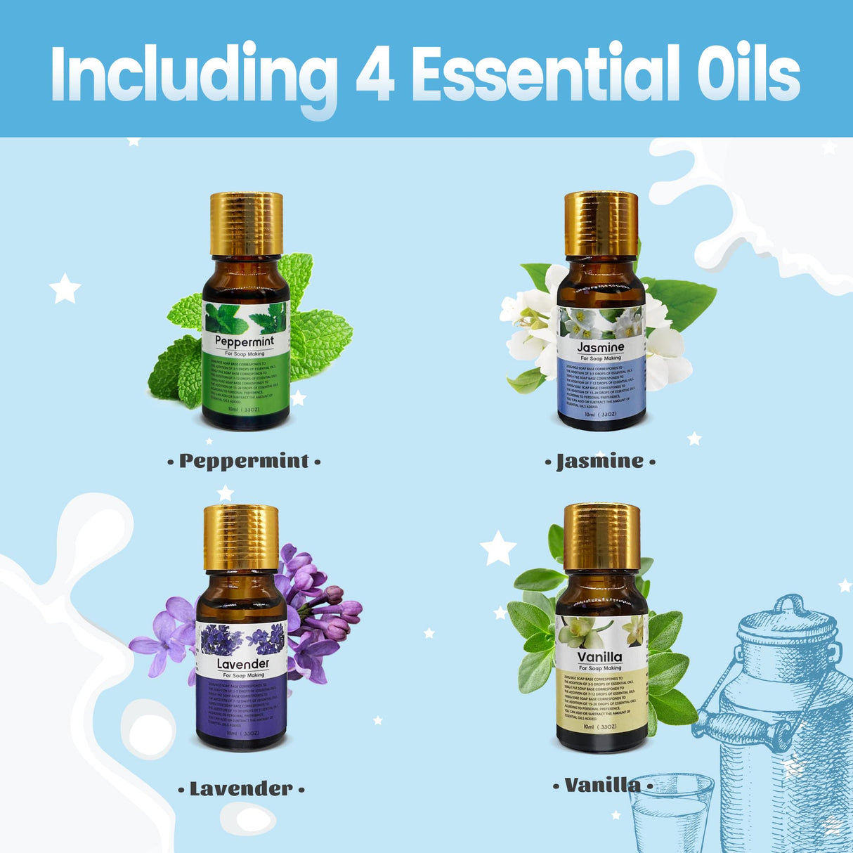 PIUH Goat Milk Soap Making Kit with Soap Melter for Adults, DIY Soap Making Supplies Kit with Natural Goats Milk Soap Base, Soap Melting Pot and Complete Supplies for Making Soaps, Craft Kit for Gift PIUH