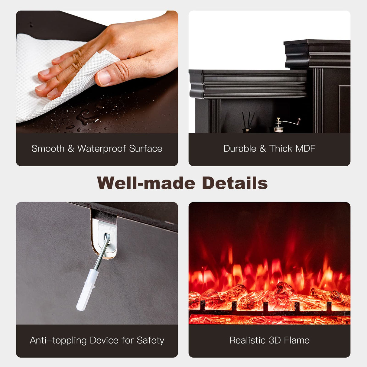 Tangkula 70" Mantel Fireplace, 750W/1500W Electric Fireplace w/Mantel & Built-in Bookshelves, 28.5-Inch Fireplace w/Remote Control, 1-8H Timer, Adjustable Flame Brightness & Color (Espresso) Tangkula