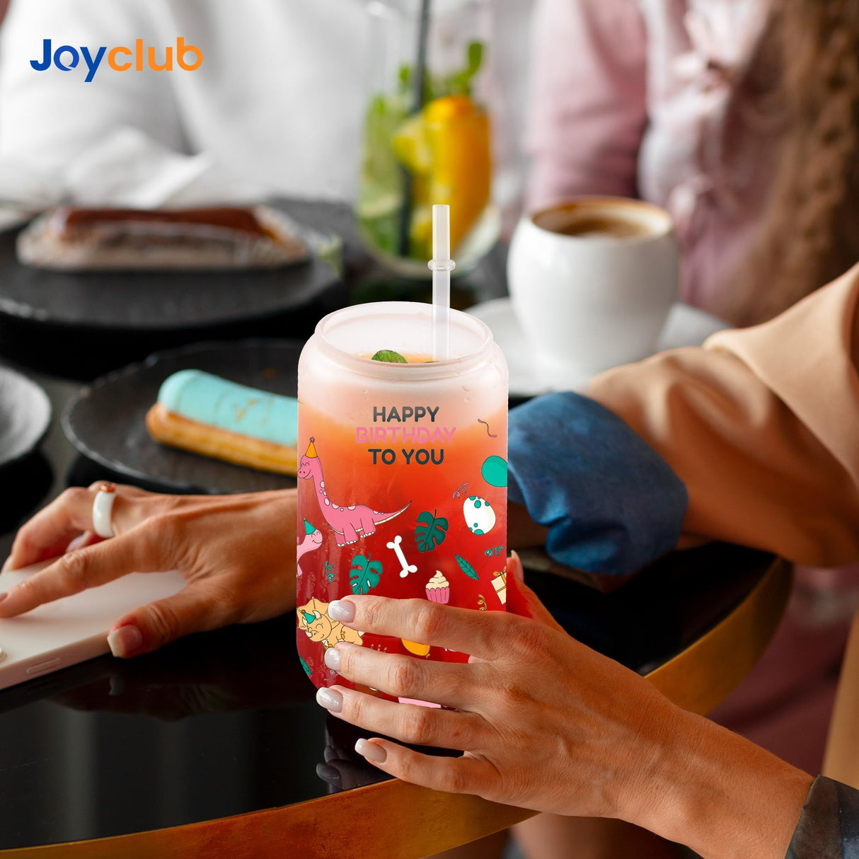 Joyclub 8 Pack Sublimation Glass Cups Blanks with Bamboo Lid 16 OZ Frosted Glass Beer Cans Mason Jar for Iced Coffee Juice Soda Drinks Joyclub