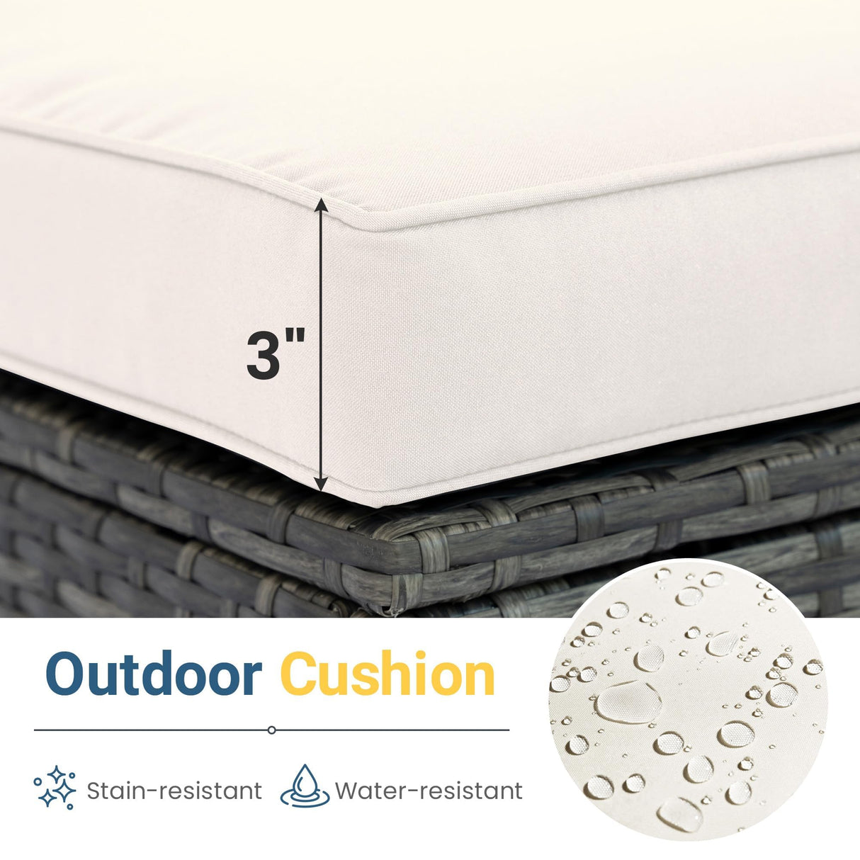 Wisteria Lane 5 Piece Outdoor Patio Furniture Set, All Weather Wicker Rattan Sectional Sofa Conversation Set with Cushions & Glass Coffee Table, Ideal for Backyard Porch Garden Balcony, Beige Wisteria Lane