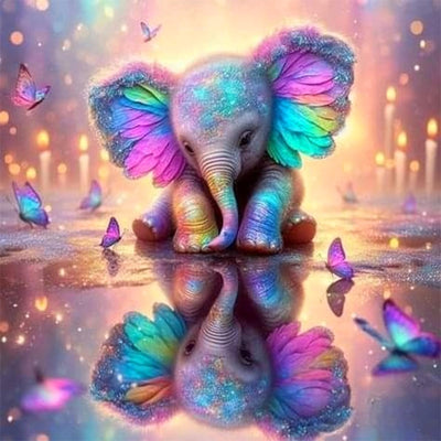 Ekuxom Elephant Diamond Art Kits for Adults, Colorful Elephant Diamond Painting Kits, Round Full Drill Cute Elephant Diamond Art Painting Wall Art Decor Gifts 14x14 inch