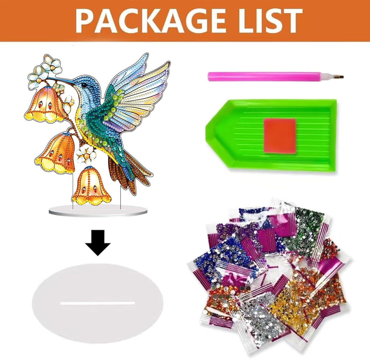hyzsj DIY Diamond Desktop Ornament Hummingbird Wind Chimes,Crystal Diamond Art Painting Tabletop Ornaments Single Sided,Ornament for Adult Beginner Home Office Decor Crafts Gift hyzsj
